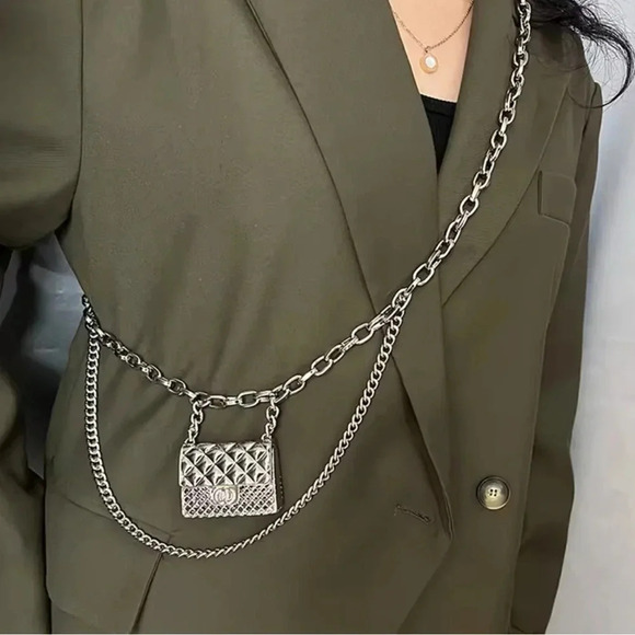 Anthropologie Mini Double Silver Chain Charm Belt/Bag main image 16